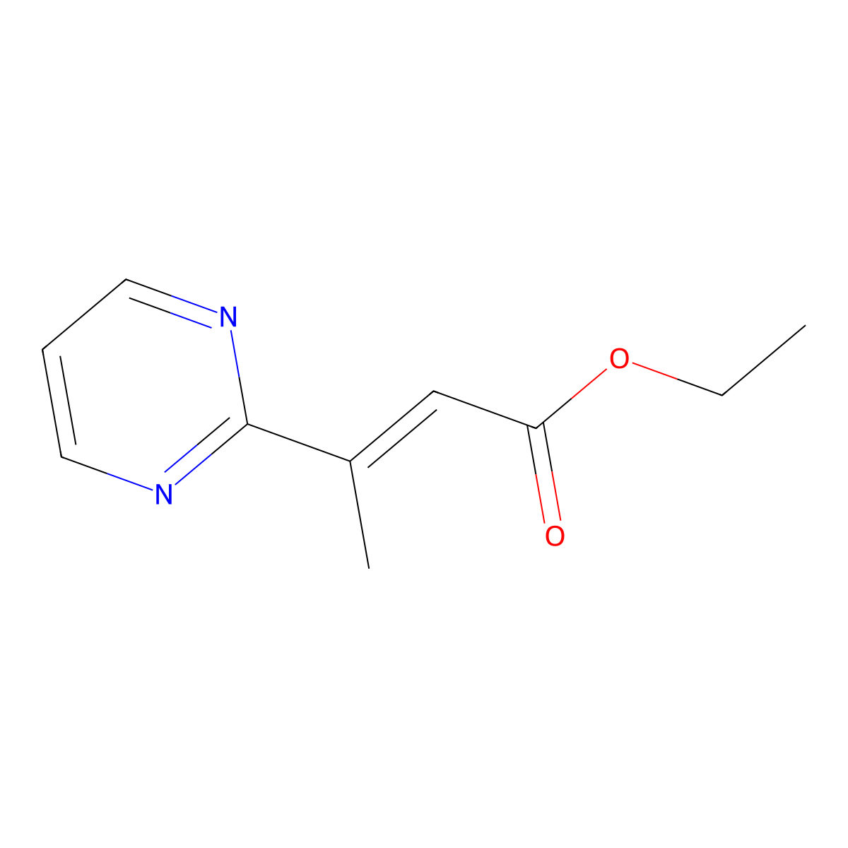 ethyl (2E)-3-(pyrimidin-2-yl)but-2-enoate molecular structure, CAS 2445214-77-5