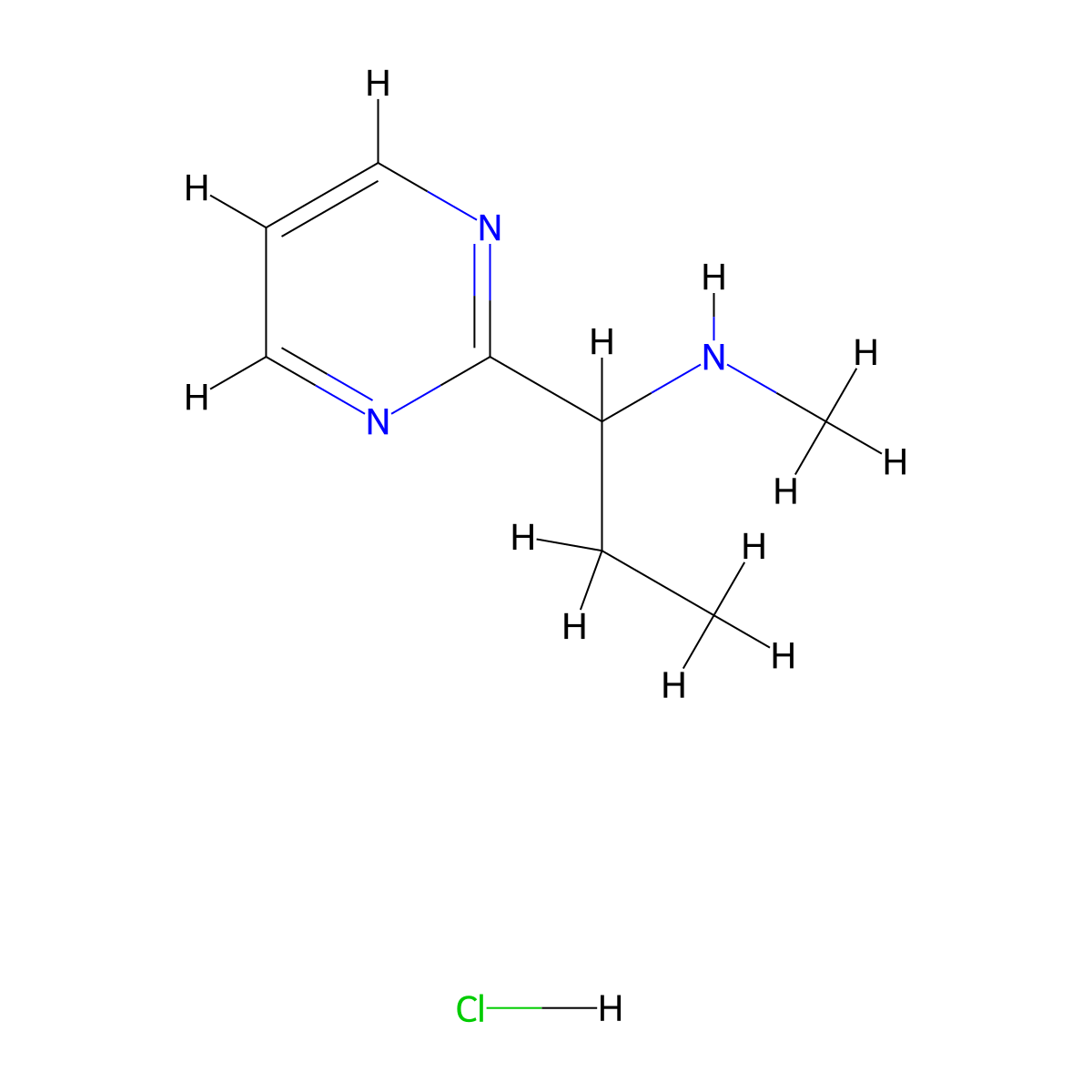 Methyl[1-(pyrimidin-2-yl)propyl]amine hydrochloride molecular structure, CAS 2445215-05-2