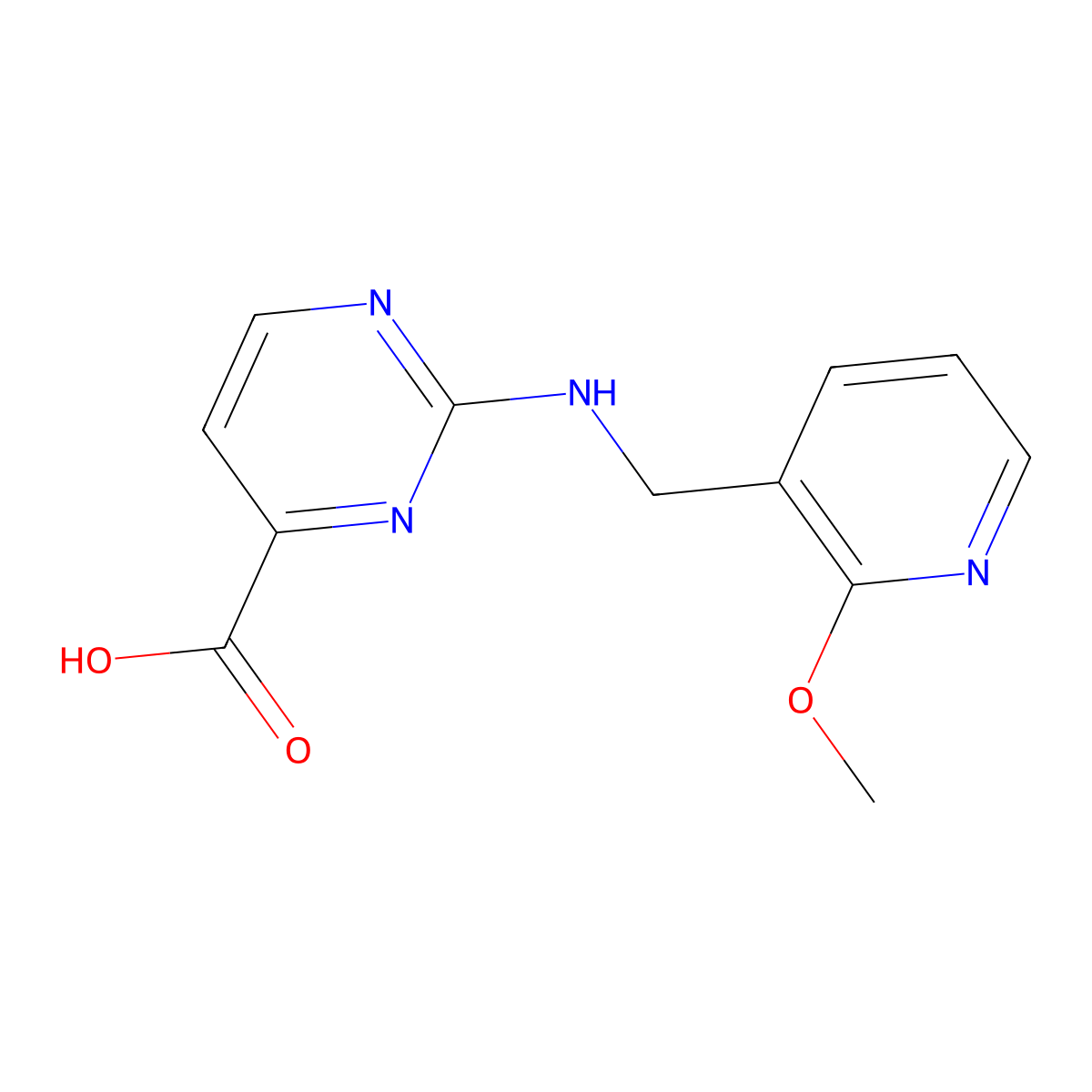 2-{[(2-Methoxypyridin-3-yl)methyl]amino}pyrimidine-4-carboxylic acid molecular structure, CAS 2445224-86-0