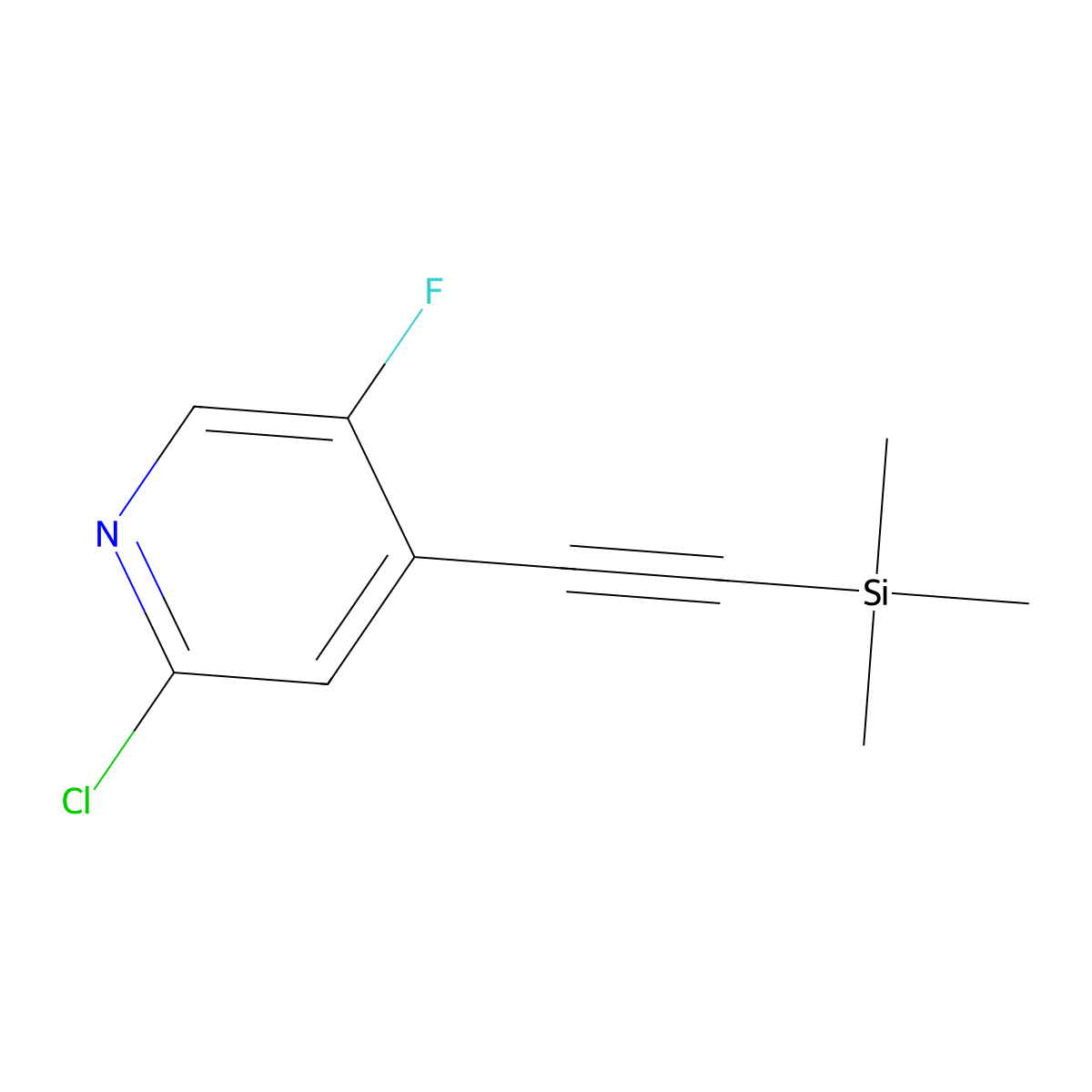 2-Chloro-5-fluoro-4-[2-(trimethylsilyl)ethynyl]pyridine molecular structure, CAS 2445278-02-2