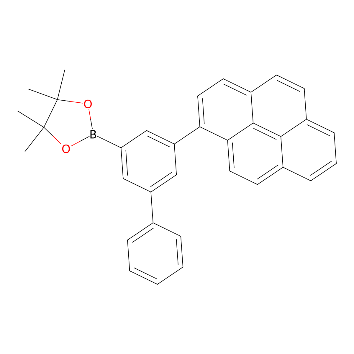 4,4,5,5-Tetramethyl-2-(5-(pyren-1-yl)-[1,1'-biphenyl]-3-yl)-1,3,2-dioxaborolane molecular structure, CAS 2445295-53-2