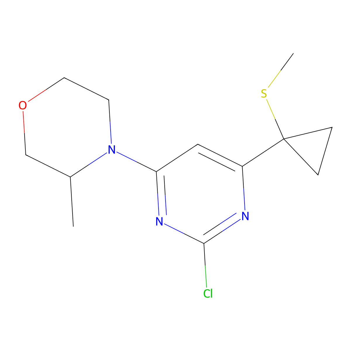 (R)-4-(2-Chloro-6-(1-(methylthio)cyclopropyl)pyrimidin-4-yl)-3-methylmorpholine molecular structure, CAS 2445341-22-8