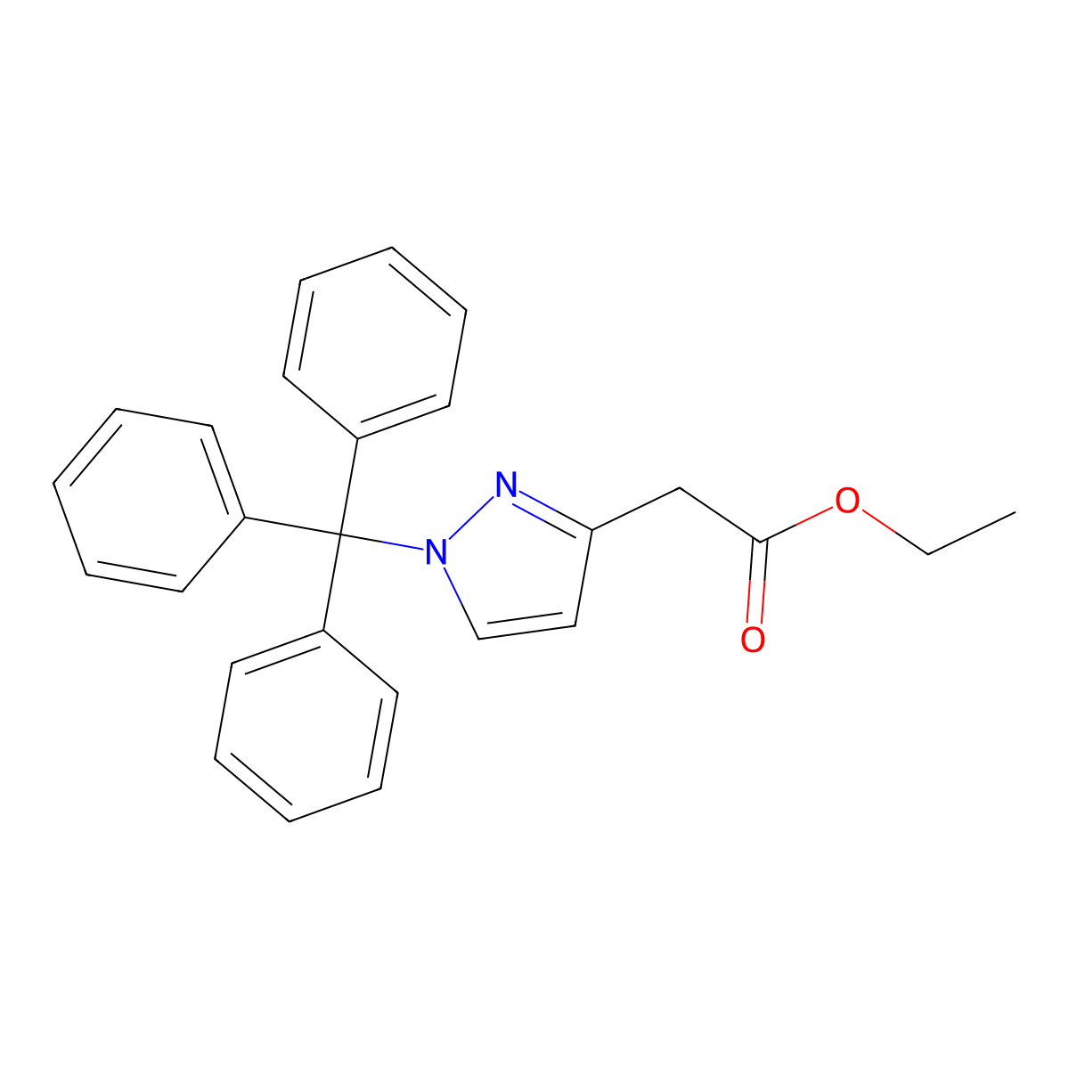 Ethyl 2-(1-tritylpyrazol-3-YL)acetate molecular structure, CAS 2445367-75-7