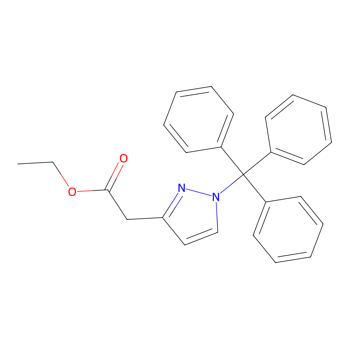 Ethyl 2-(1-tritylpyrazol-3-YL)acetate molecular structure, CAS 2445367-75-7