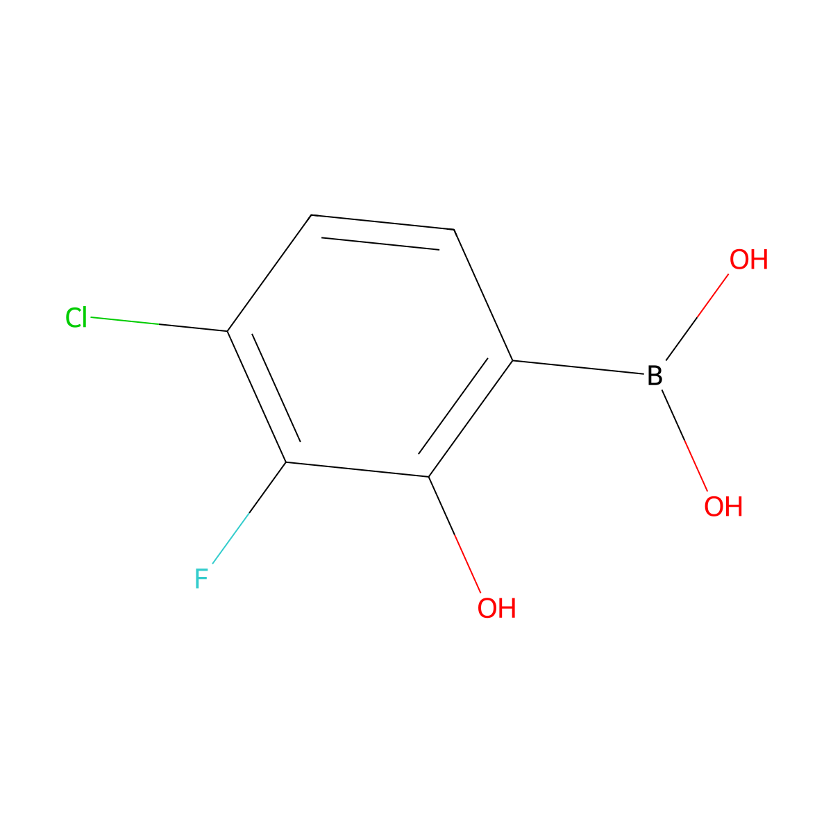 4-Chloro-3-fluoro-2-hydroxyphenylboronic acid molecular structure, CAS 2445448-80-4