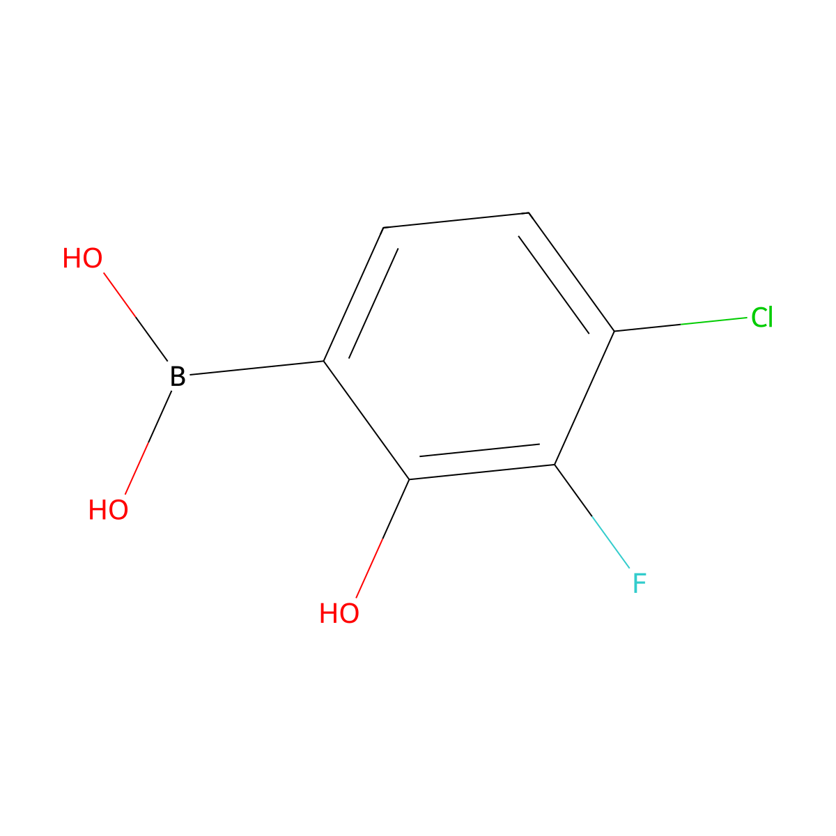 4-Chloro-3-fluoro-2-hydroxyphenylboronic acid molecular structure, CAS 2445448-80-4