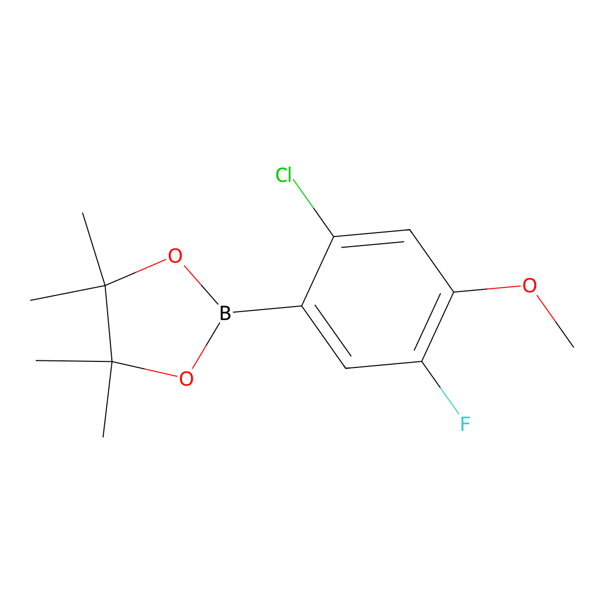 2-(2-Chloro-5-fluoro-4-methoxyphenyl)-4,4,5,5-tetramethyl-1,3,2-dioxaborolane molecular structure, CAS 2445647-03-8