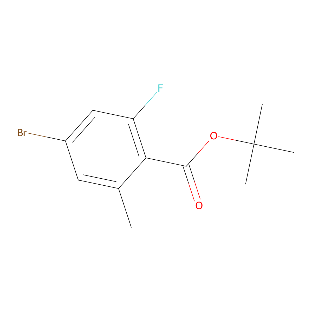 Tert-butyl 4-bromo-2-fluoro-6-methylbenzoate molecular structure, CAS 2445654-61-3