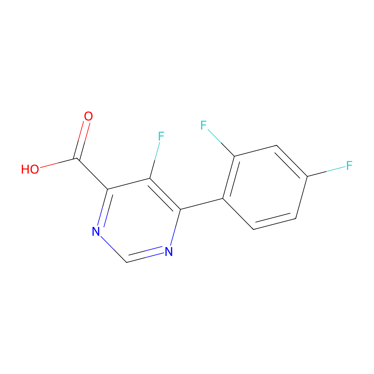 6-(2,4-Difluorophenyl)-5-fluoropyrimidine-4-carboxylic acid molecular structure, CAS 2445730-35-6