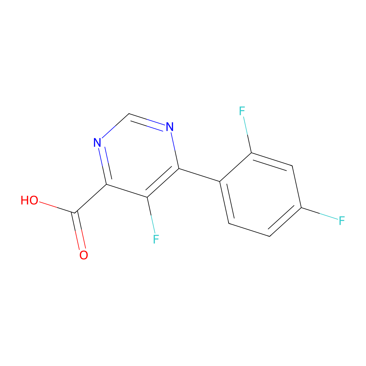 6-(2,4-Difluorophenyl)-5-fluoropyrimidine-4-carboxylic acid molecular structure, CAS 2445730-35-6