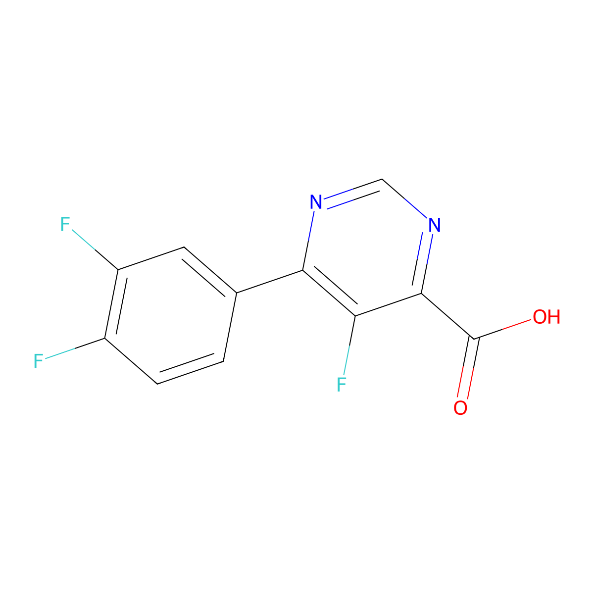 6-(3,4-Difluorophenyl)-5-fluoropyrimidine-4-carboxylic acid molecular structure, CAS 2445730-52-7