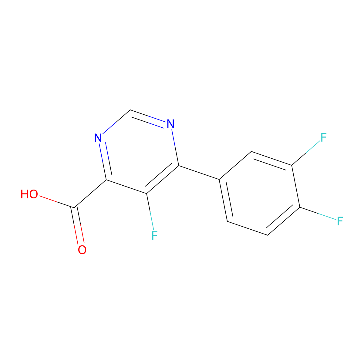 6-(3,4-Difluorophenyl)-5-fluoropyrimidine-4-carboxylic acid molecular structure, CAS 2445730-52-7