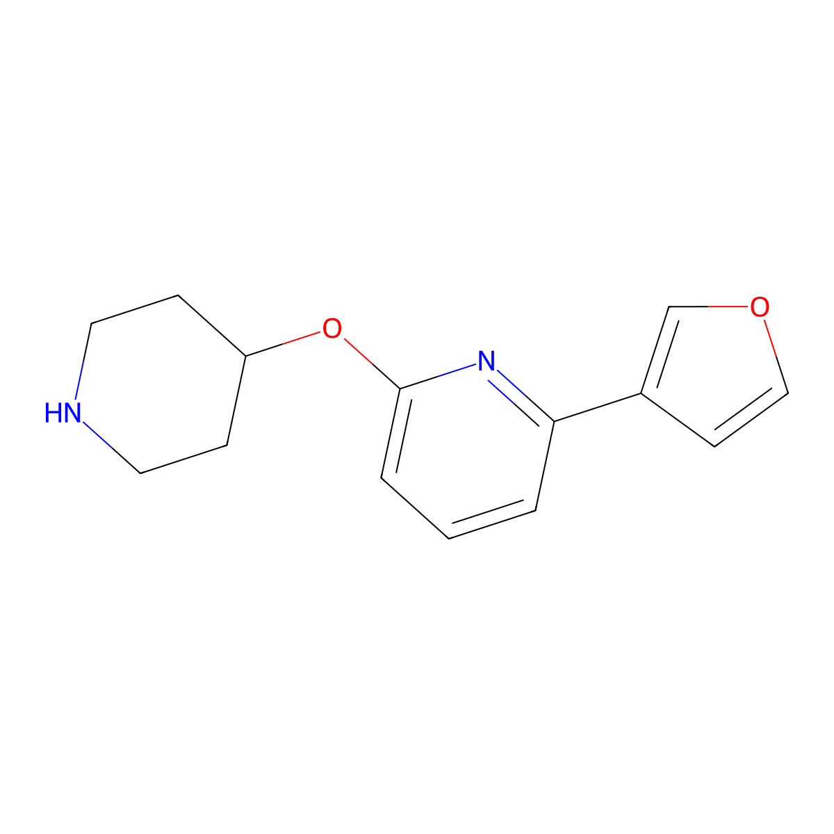2-(Furan-3-yl)-6-(piperidin-4-yloxy)pyridine molecular structure, CAS 2445736-43-4