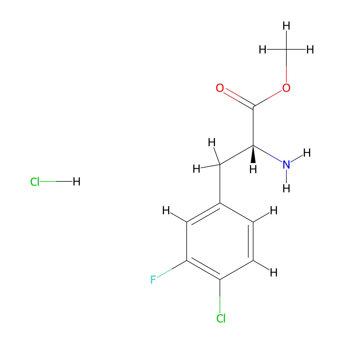 methyl (2R)-2-amino-3-(4-chloro-3-fluorophenyl)propanoate hydrochloride molecular structure, CAS 2445749-39-1