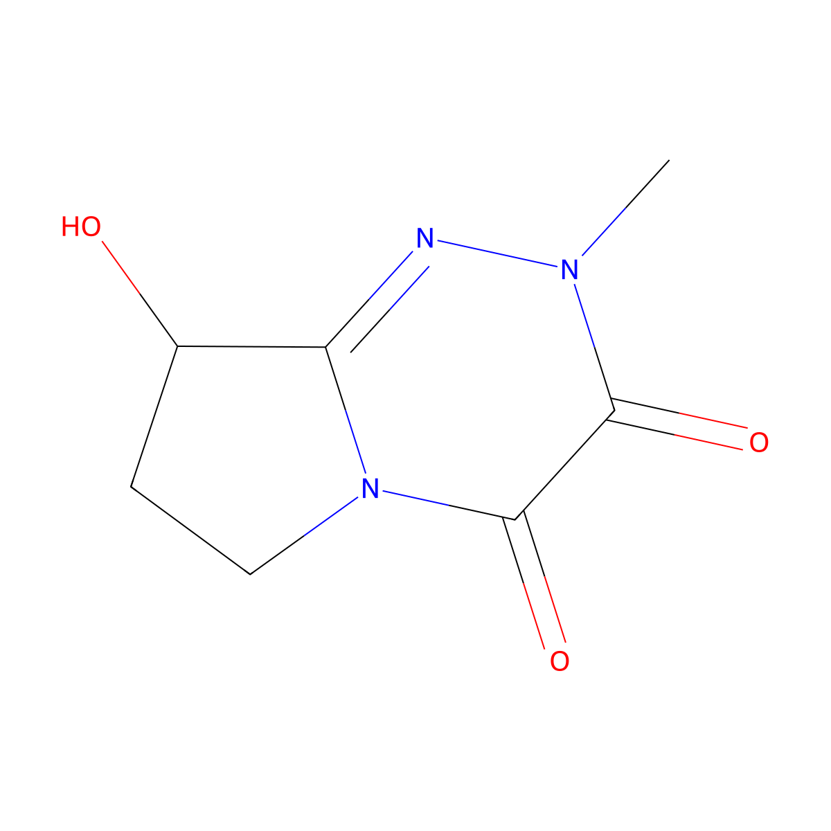 (8R)-8-hydroxy-2-methyl-2H,3H,4H,6H,7H,8H-pyrrolo(2,1-c)(1,2,4)triazine-3,4-dione molecular structure, CAS 2445749-42-6