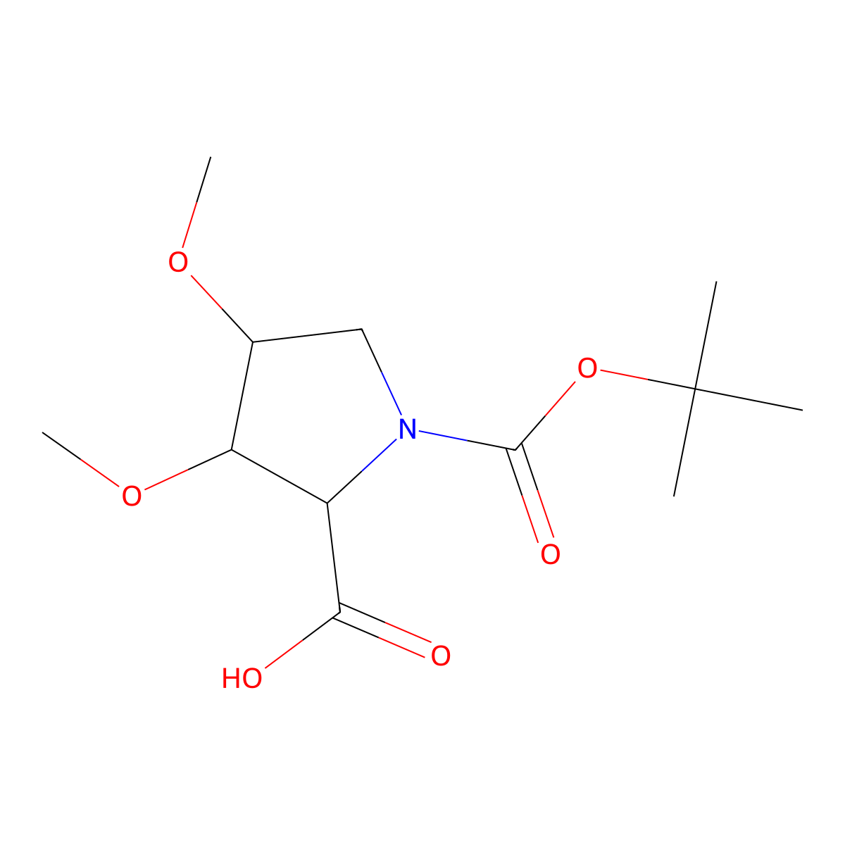 rac-(2R,3S,4R)-1-[(tert-butoxy)carbonyl]-3,4-dimethoxypyrrolidine-2-carboxylic acid molecular structure, CAS 2445749-45-9
