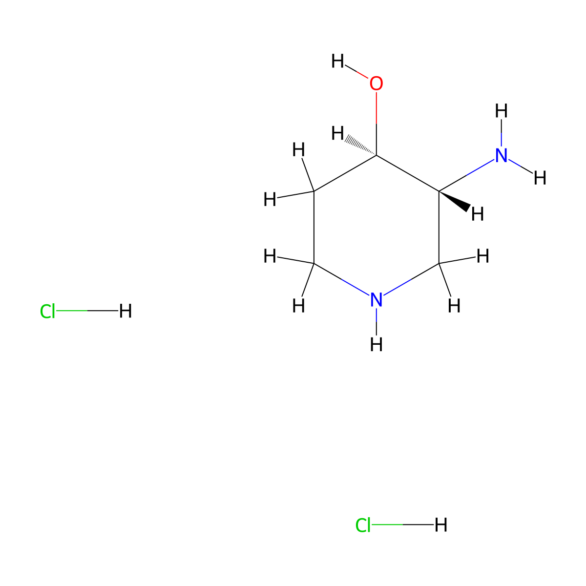 rac-(3R,4R)-3-aminopiperidin-4-oldihydrochloride,trans molecular structure, CAS 2445749-46-0