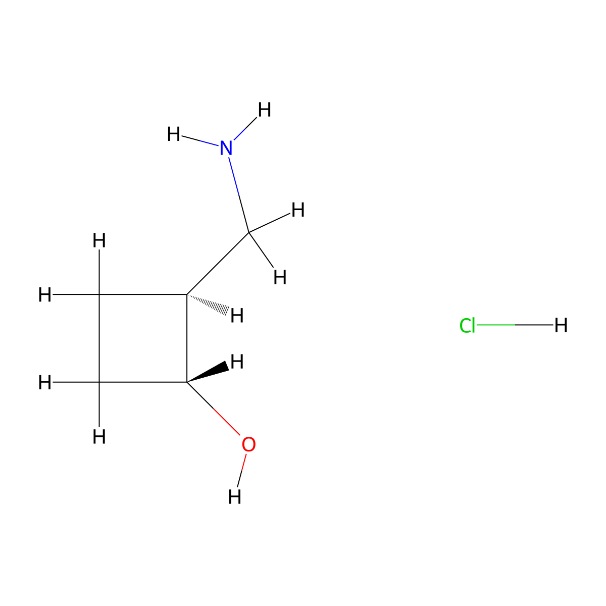 rac-(1R,2S)-2-(aminomethyl)cyclobutan-1-ol hydrochloride molecular structure, CAS 2445749-47-1