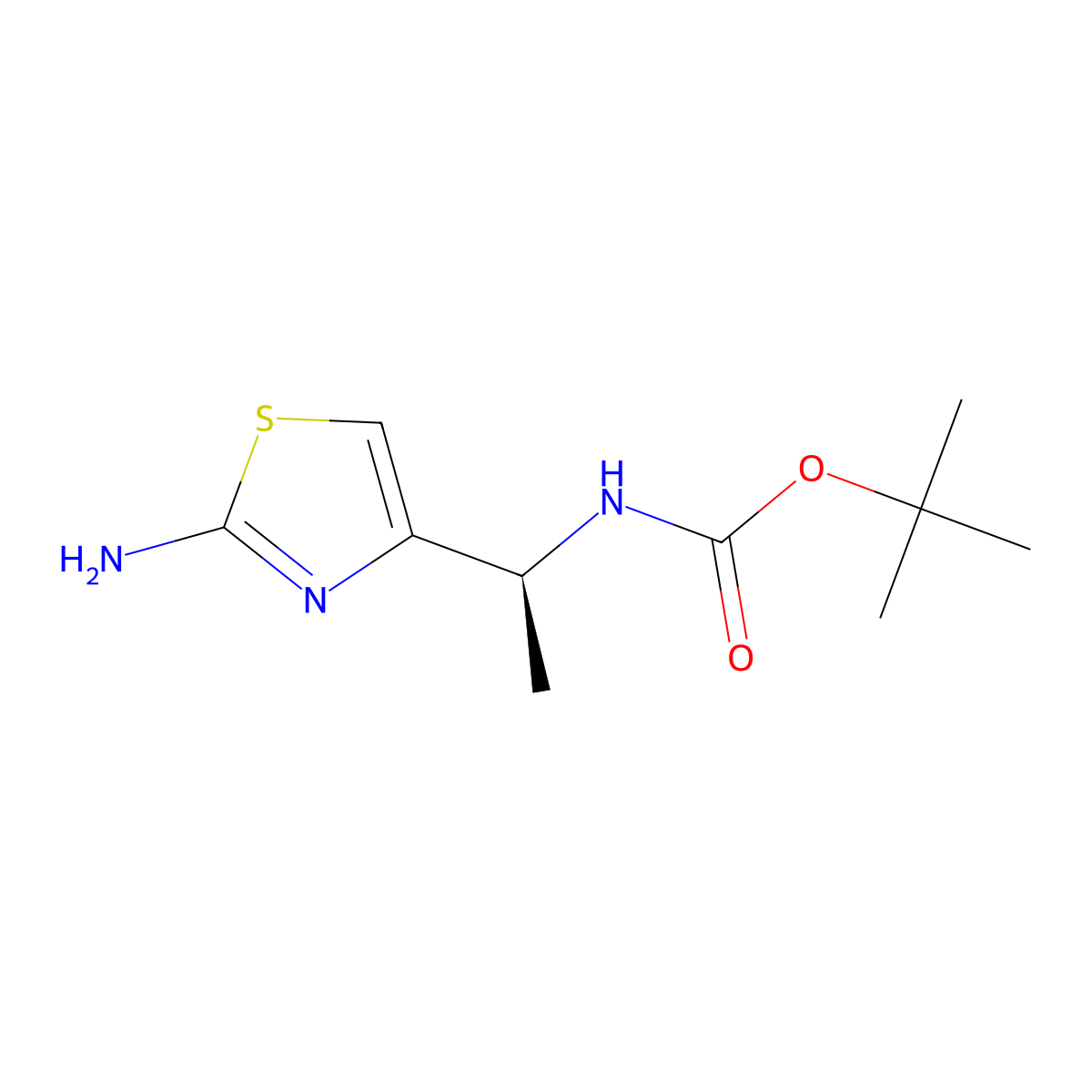 tert-butyl N-((1S)-1-(2-amino-1,3-thiazol-4-yl)ethyl)carbamate molecular structure, CAS 2445749-70-0