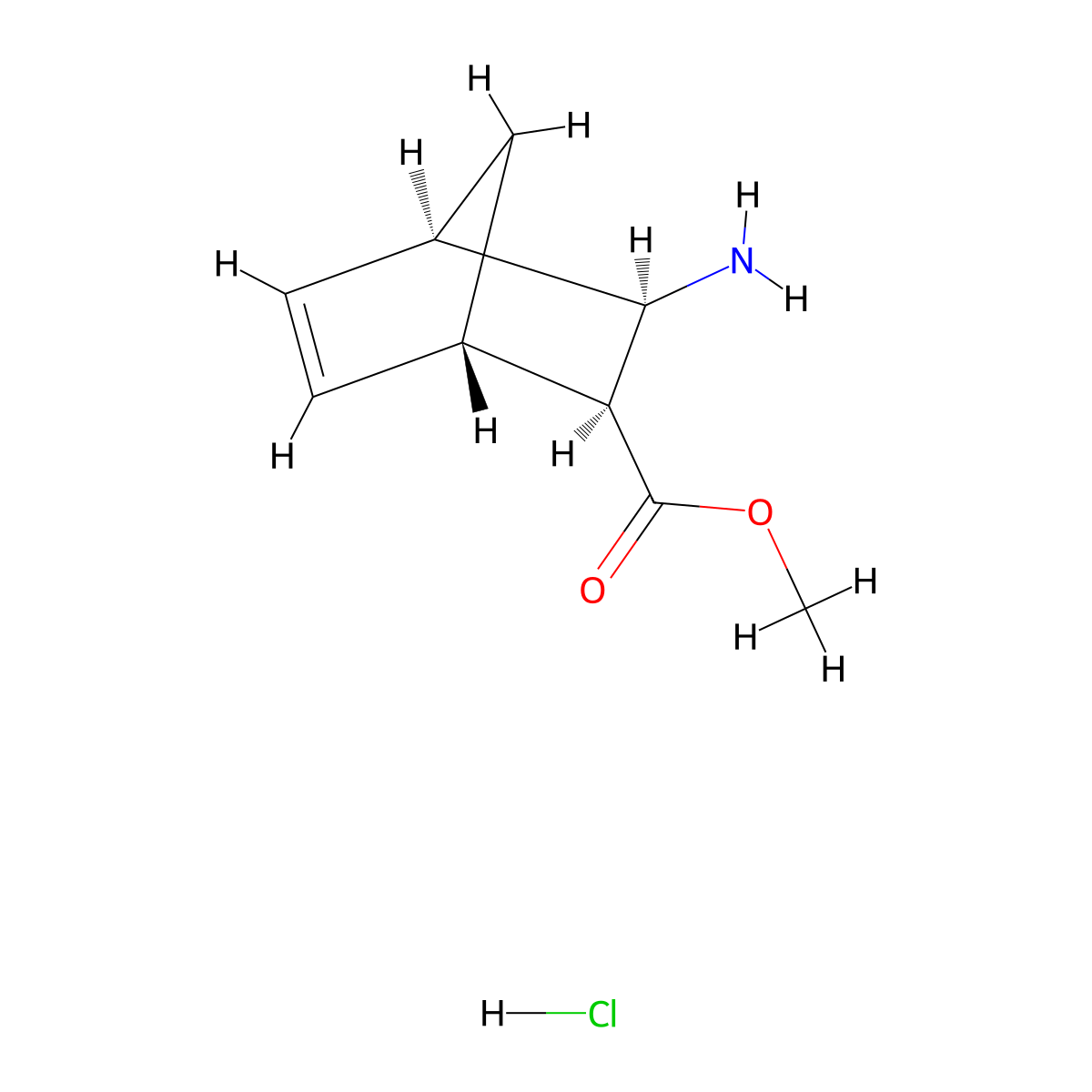 rac-methyl (1R,2R,3S,4S)-3-aminobicyclo(2.2.1)hept-5-ene-2-carboxylate hydrochloride molecular structure, CAS 2445749-73-3