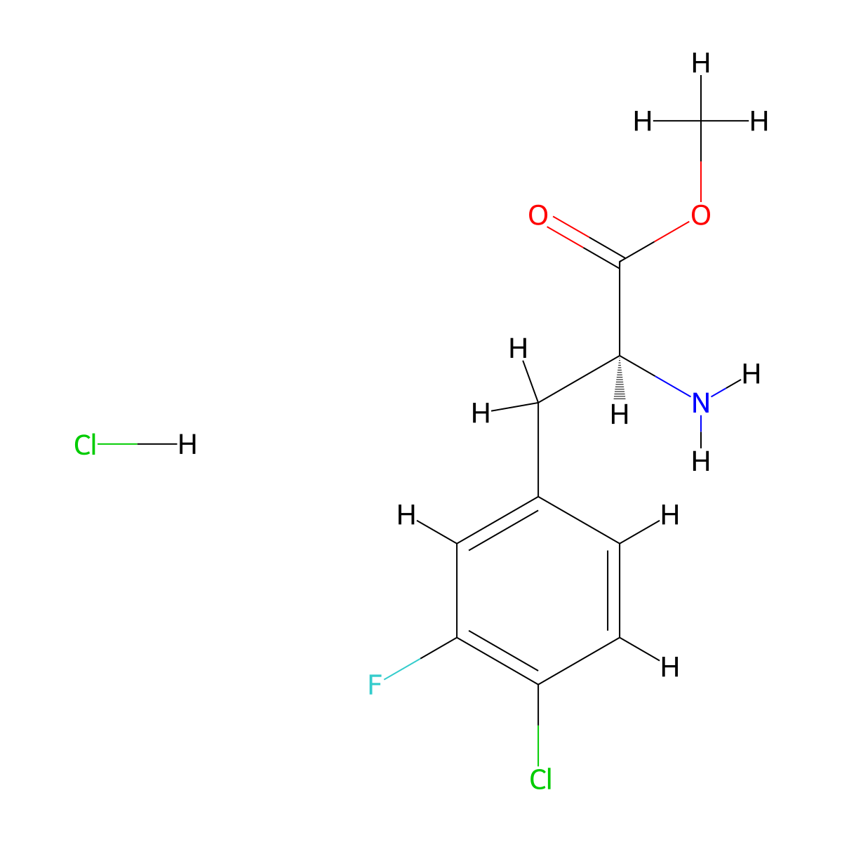 methyl (2S)-2-amino-3-(4-chloro-3-fluorophenyl)propanoate hydrochloride molecular structure, CAS 2445749-88-0
