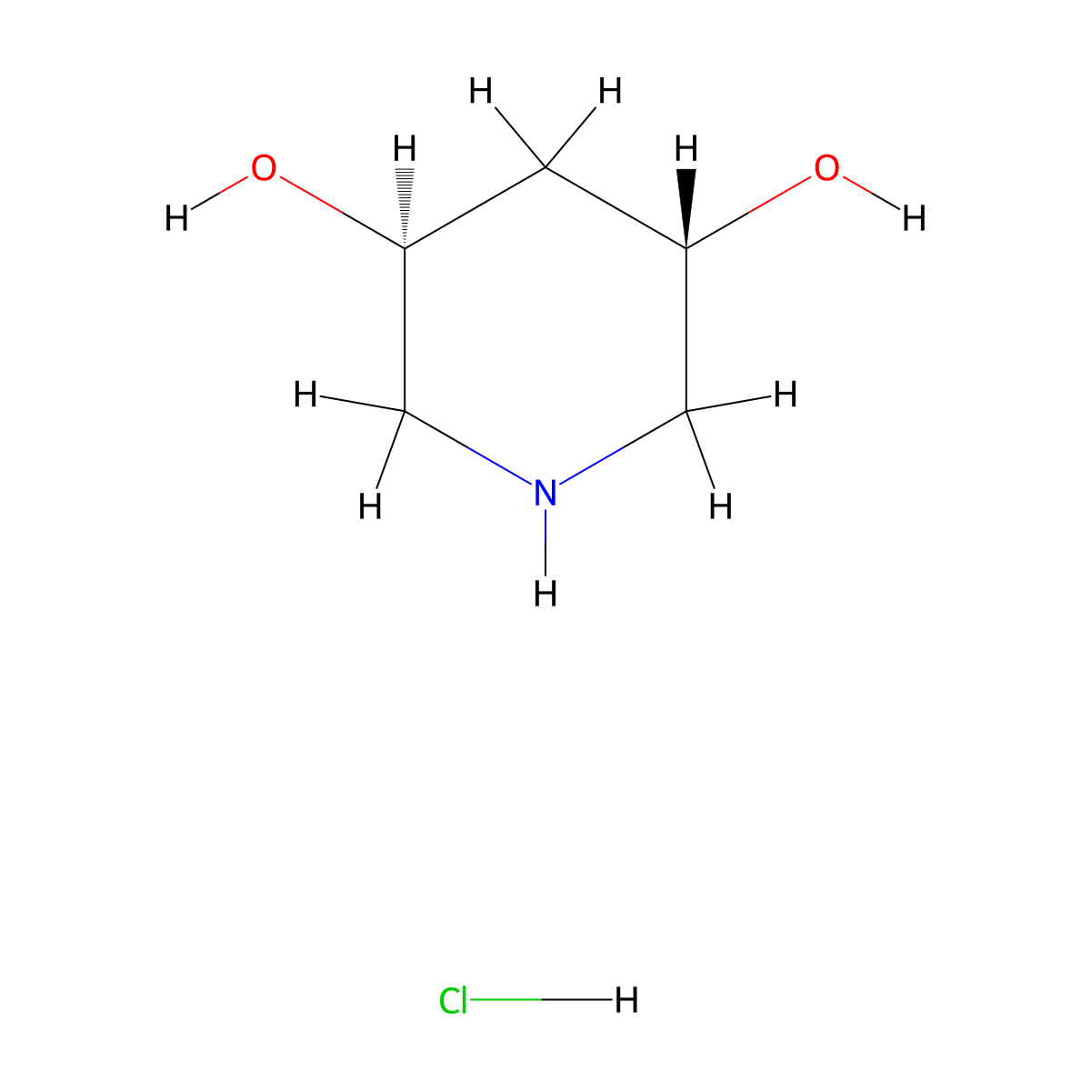 (3S,5S)-piperidine-3,5-diol hydrochloride molecular structure, CAS 2445749-90-4