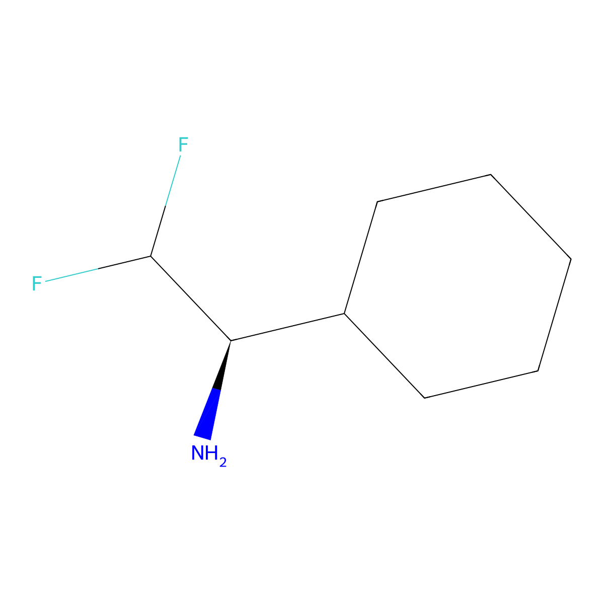 (1R)-1-cyclohexyl-2,2-difluoroethan-1-amine molecular structure, CAS 2445750-04-7