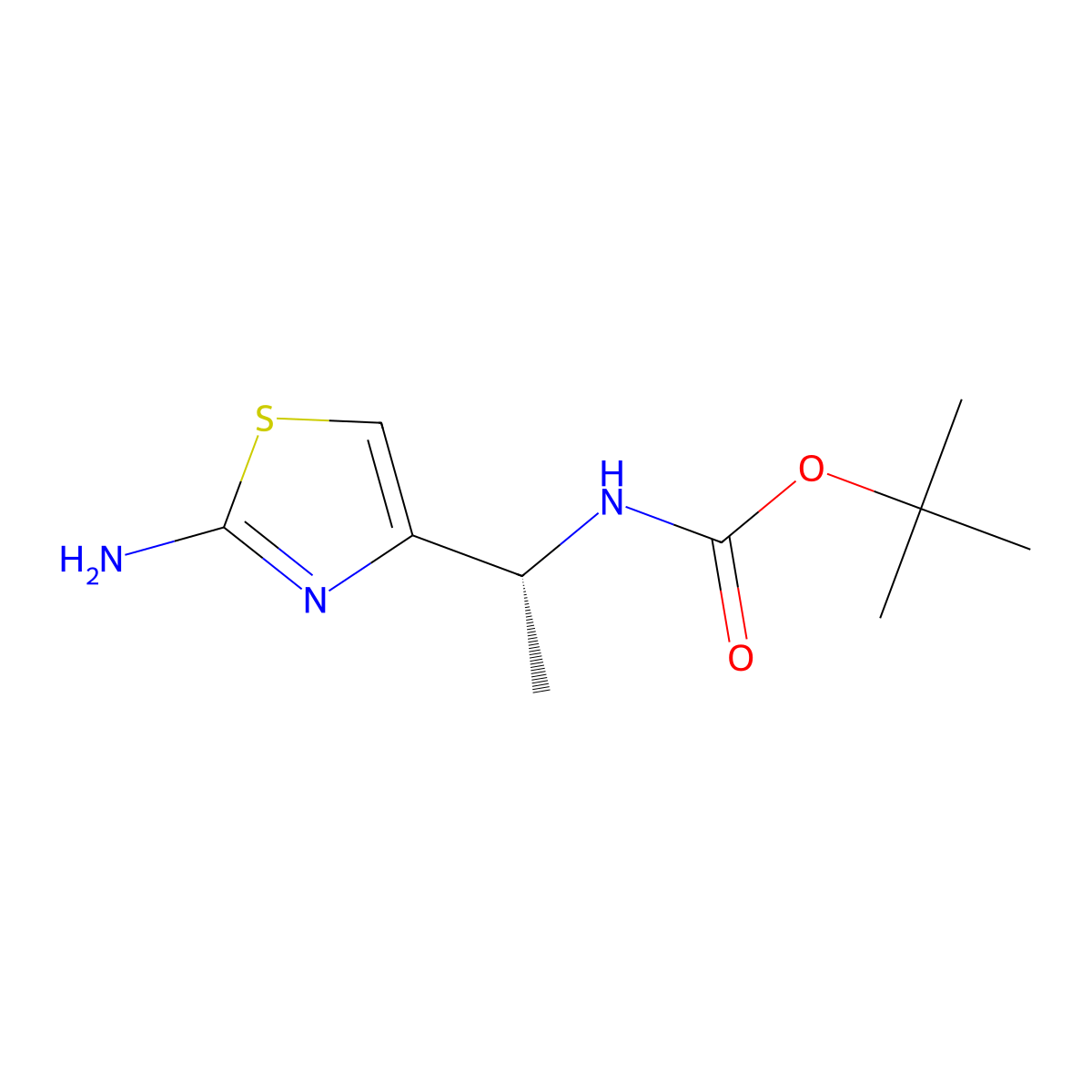 Tert-butyl N-[(1R)-1-(2-amino-1,3-thiazol-4-yl)ethyl]carbamate molecular structure, CAS 2445750-06-9