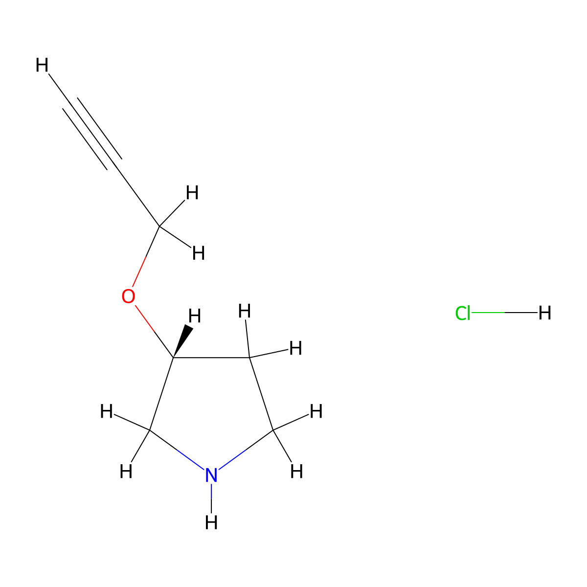 (3R)-3-(prop-2-yn-1-yloxy)pyrrolidine hydrochloride molecular structure, CAS 2445750-17-2