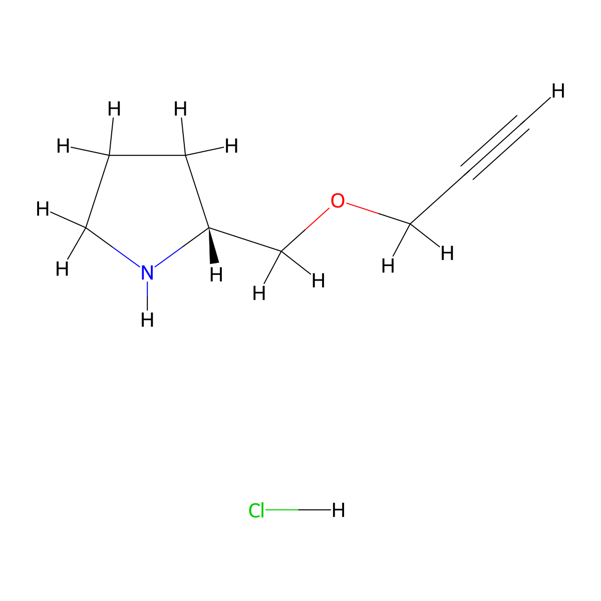 (2R)-2-(Prop-2-ynoxymethyl)pyrrolidine;hydrochloride molecular structure, CAS 2445750-19-4