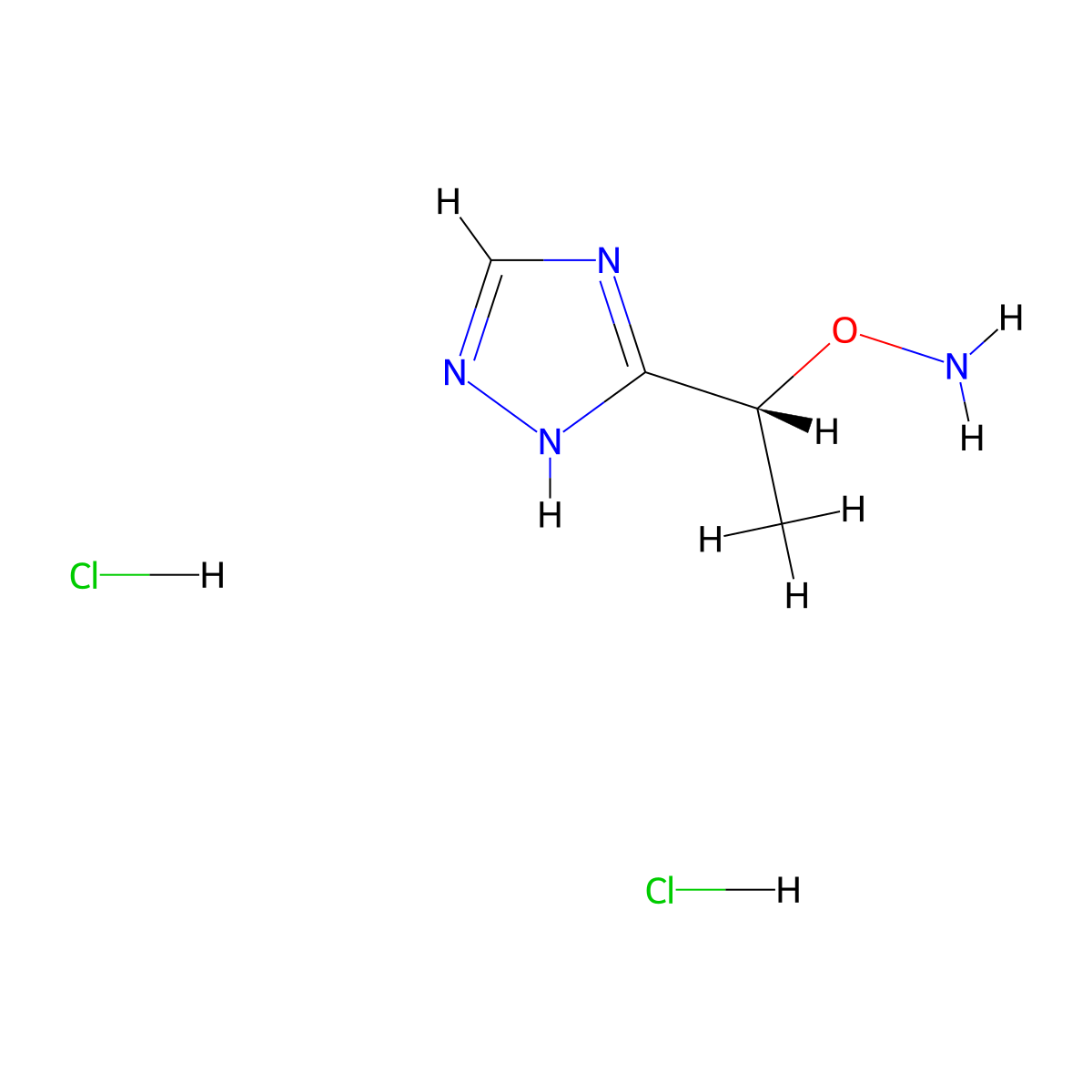 O-[(1R)-1-(1H-1,2,4-triazol-3-yl)ethyl]hydroxylamine dihydrochloride molecular structure, CAS 2445750-48-9