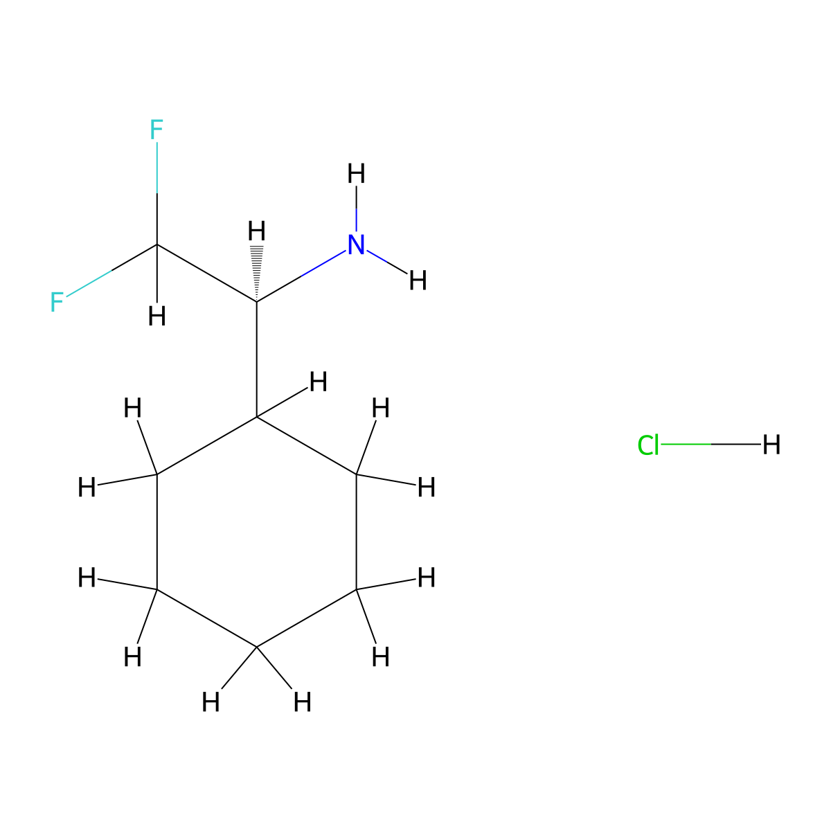 (1S)-1-Cyclohexyl-2,2-difluoroethanamine;hydrochloride molecular structure, CAS 2445750-53-6