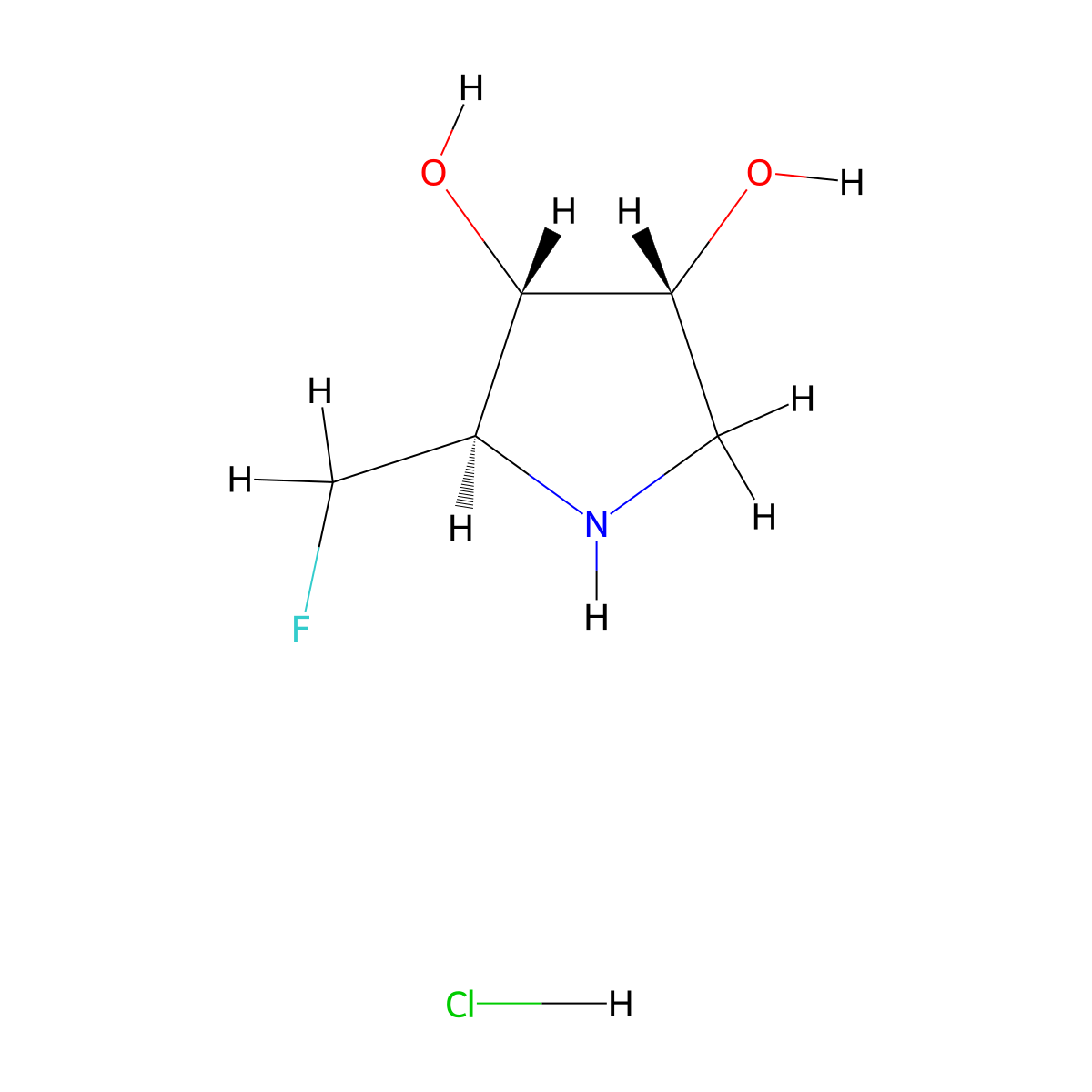 (2R,3S,4R)-2-(Fluoromethyl)pyrrolidine-3,4-diol;hydrochloride molecular structure, CAS 2445750-67-2