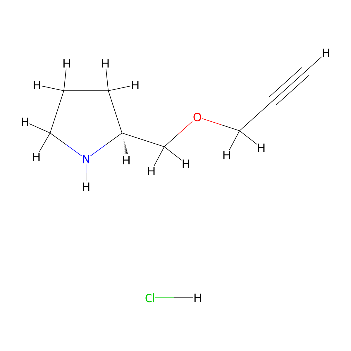 (2S)-2-(prop-2-ynoxymethyl)pyrrolidine;hydrochloride molecular structure, CAS 2445750-87-6