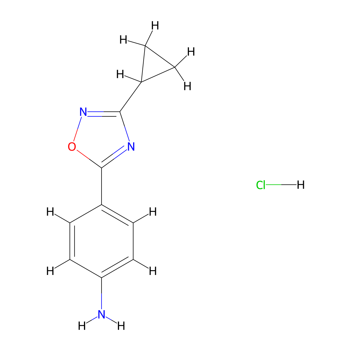 4-(3-Cyclopropyl-1,2,4-oxadiazol-5-yl)aniline hydrochloride molecular structure, CAS 2445784-05-2