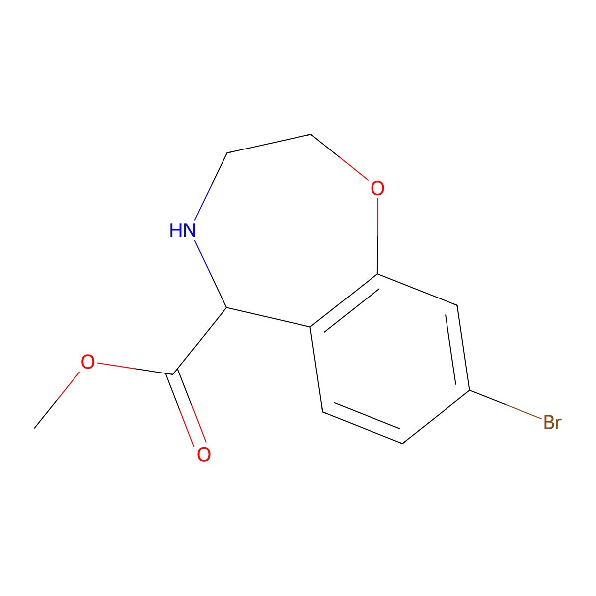 Methyl 8-bromo-2,3,4,5-tetrahydro-1,4-benzoxazepine-5-carboxylate molecular structure, CAS 2445784-11-0