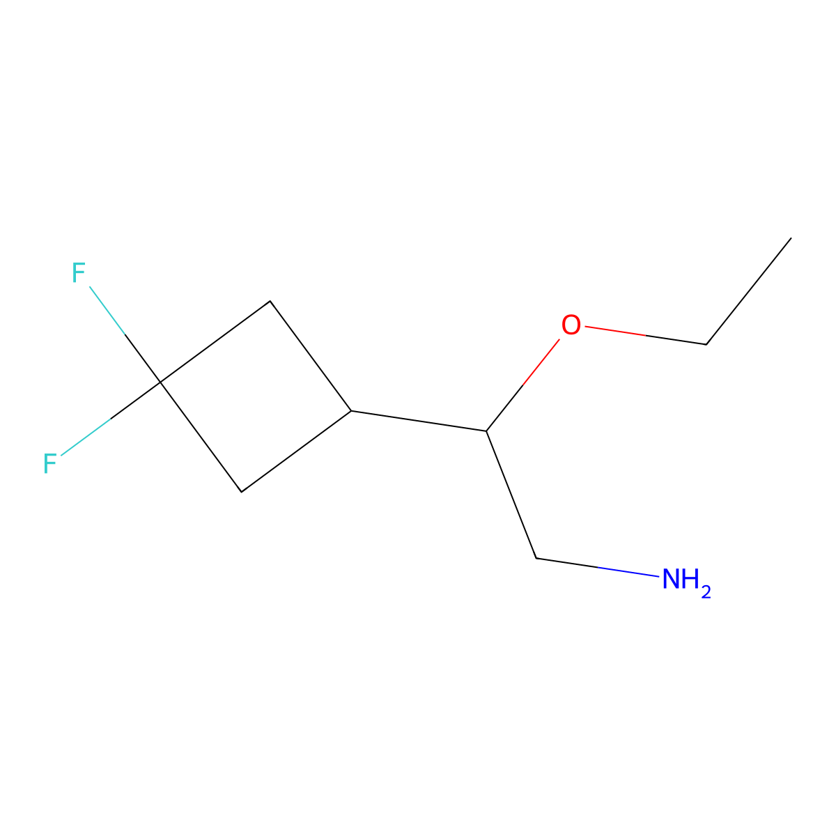 2-(3,3-Difluorocyclobutyl)-2-ethoxyethan-1-amine molecular structure, CAS 2445784-12-1