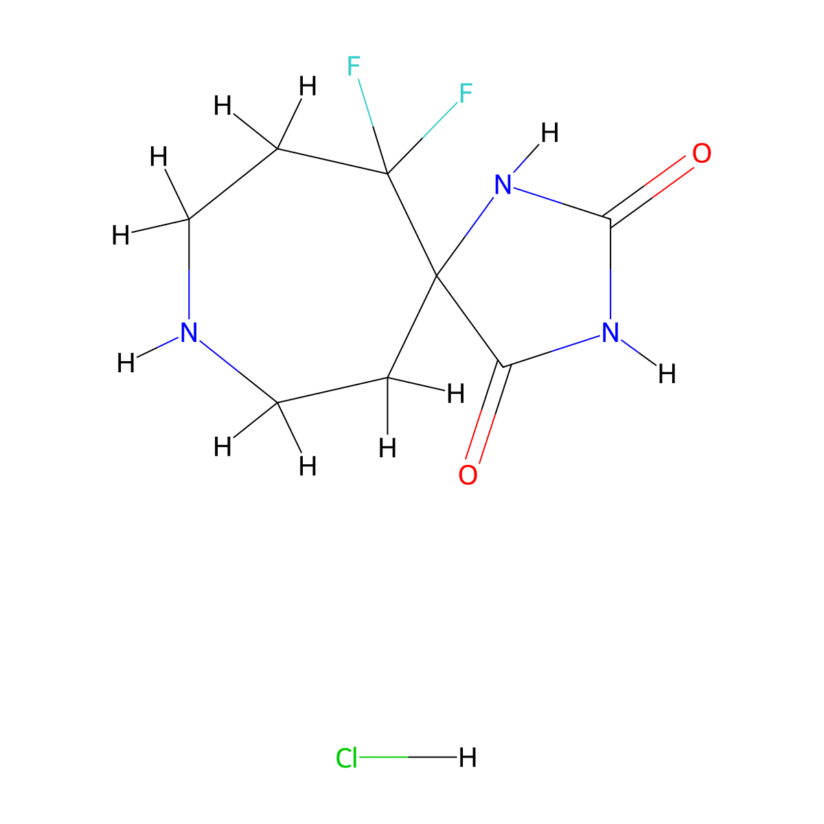 11,11-Difluoro-1,3,8-triazaspiro[4.6]undecane-2,4-dione hydrochloride molecular structure, CAS 2445784-15-4