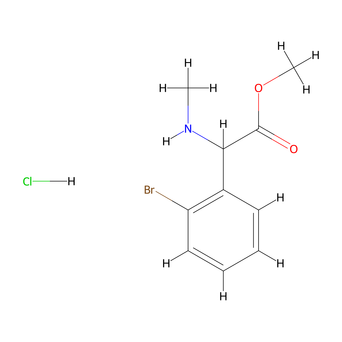 Methyl 2-(2-bromophenyl)-2-(methylamino)acetate hydrochloride molecular structure, CAS 2445784-16-5