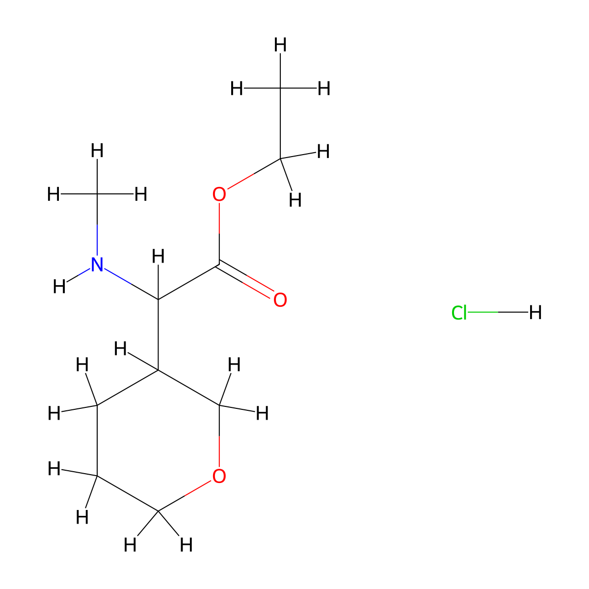 Ethyl 2-(methylamino)-2-(oxan-3-yl)acetate hydrochloride molecular structure, CAS 2445784-18-7