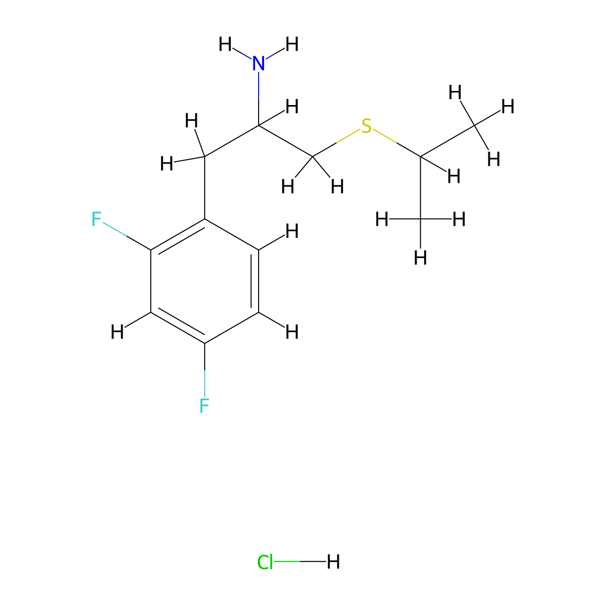 1-(2,4-Difluorophenyl)-3-(propan-2-ylsulfanyl)propan-2-amine hydrochloride molecular structure, CAS 2445784-20-1
