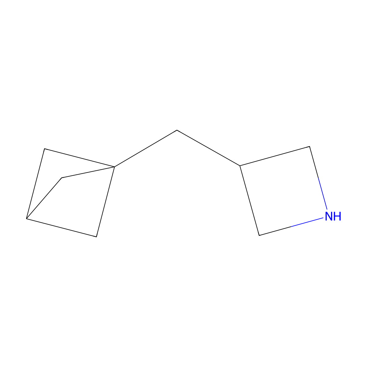 3-({Bicyclo[1.1.1]pentan-1-yl}methyl)azetidine molecular structure, CAS 2445784-23-4