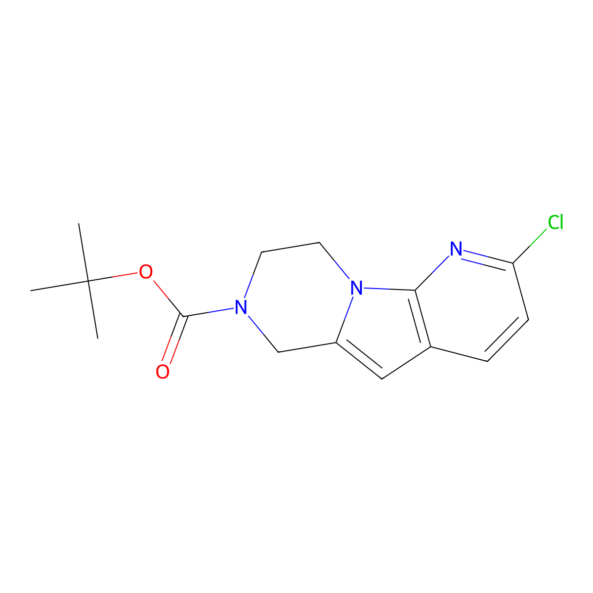 Tert-butyl 4-chloro-1,3,11-triazatricyclo[7.4.0.0,2,7]trideca-2,4,6,8-tetraene-11-carboxylate molecular structure, CAS 2445784-26-7