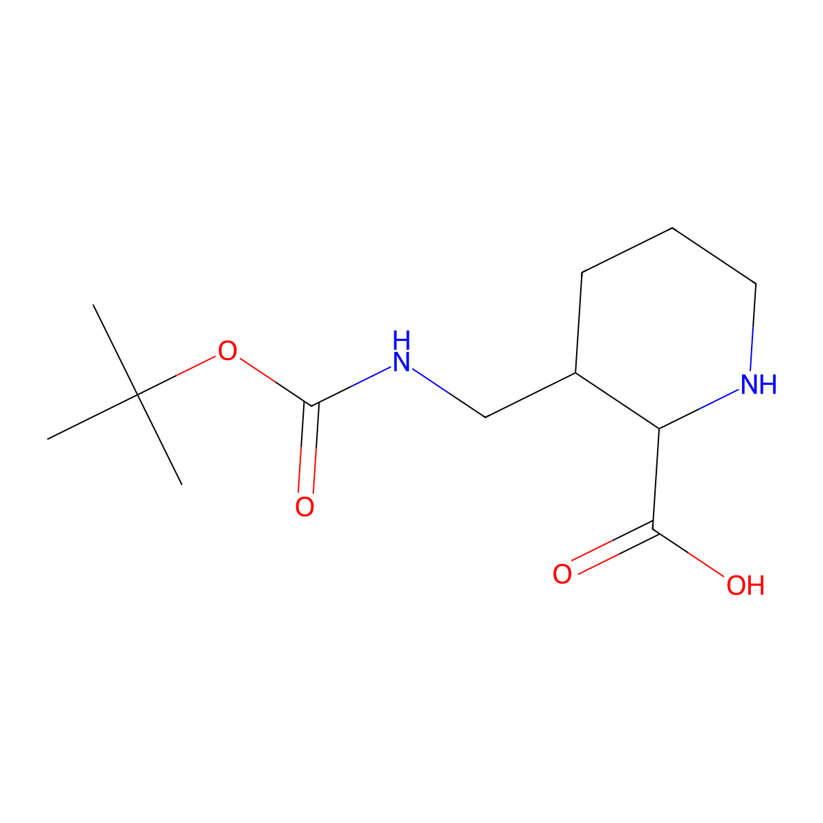 3-({[(Tert-butoxy)carbonyl]amino}methyl)piperidine-2-carboxylic acid molecular structure, CAS 2445784-34-7