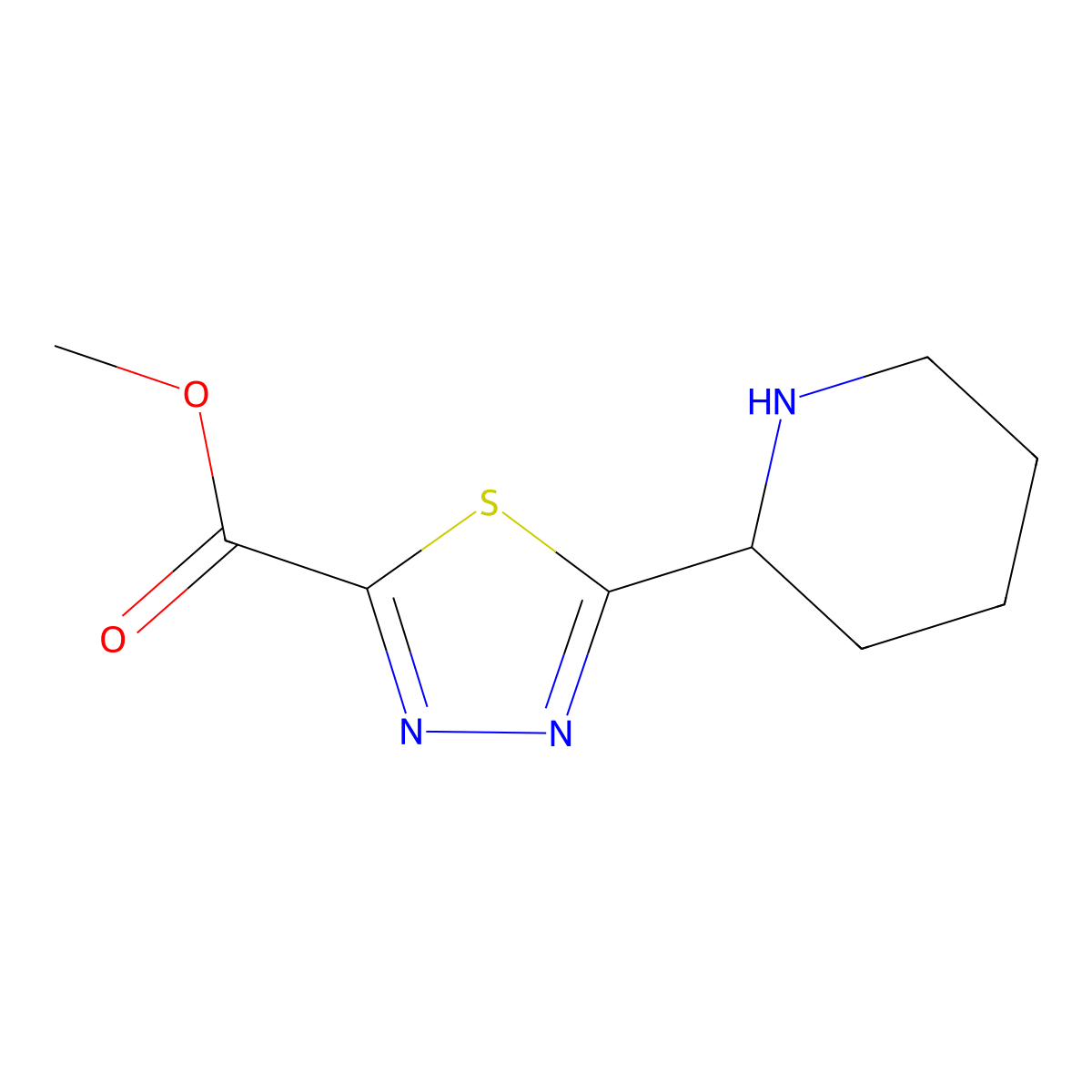 Methyl 5-(piperidin-2-yl)-1,3,4-thiadiazole-2-carboxylate molecular structure, CAS 2445784-50-7