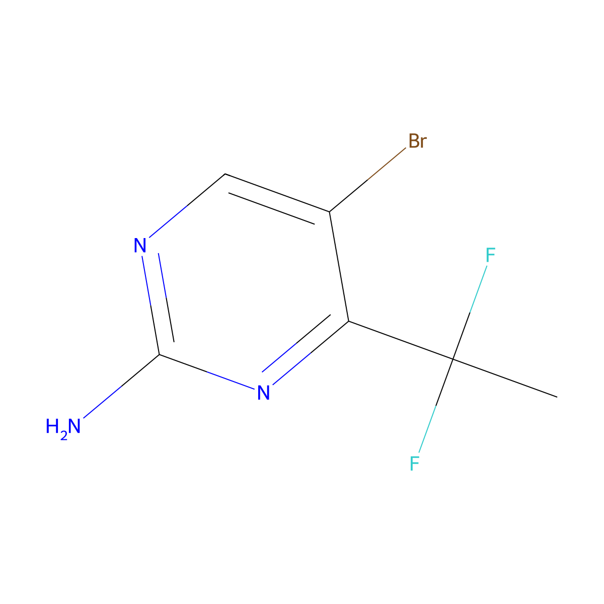5-Bromo-4-(1,1-difluoroethyl)pyrimidin-2-amine molecular structure, CAS 2445784-57-4