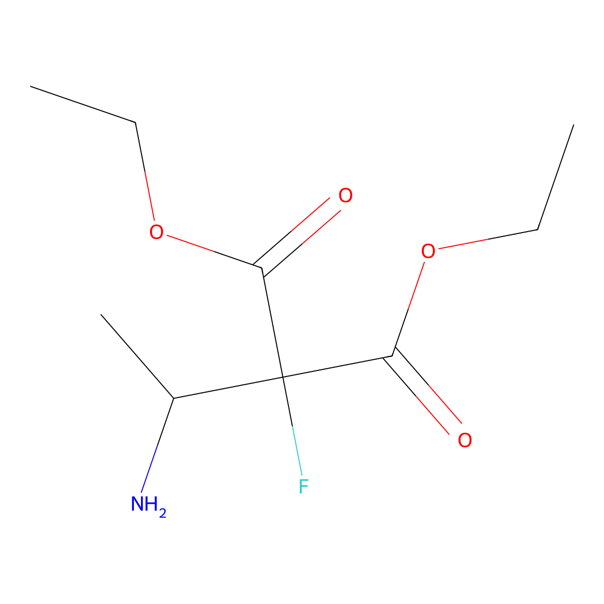 1,3-Diethyl 2-(1-aminoethyl)-2-fluoropropanedioate molecular structure, CAS 2445784-58-5