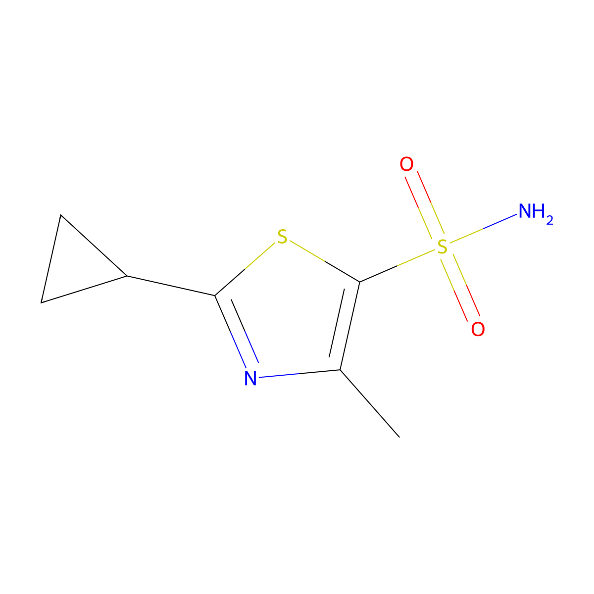 2-Cyclopropyl-4-methyl-1,3-thiazole-5-sulfonamide molecular structure, CAS 2445784-64-3