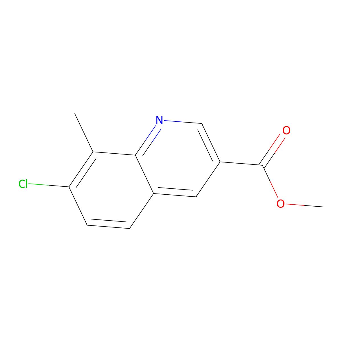 Methyl7-chloro-8-methylquinoline-3-carboxylate molecular structure, CAS 2445784-74-5