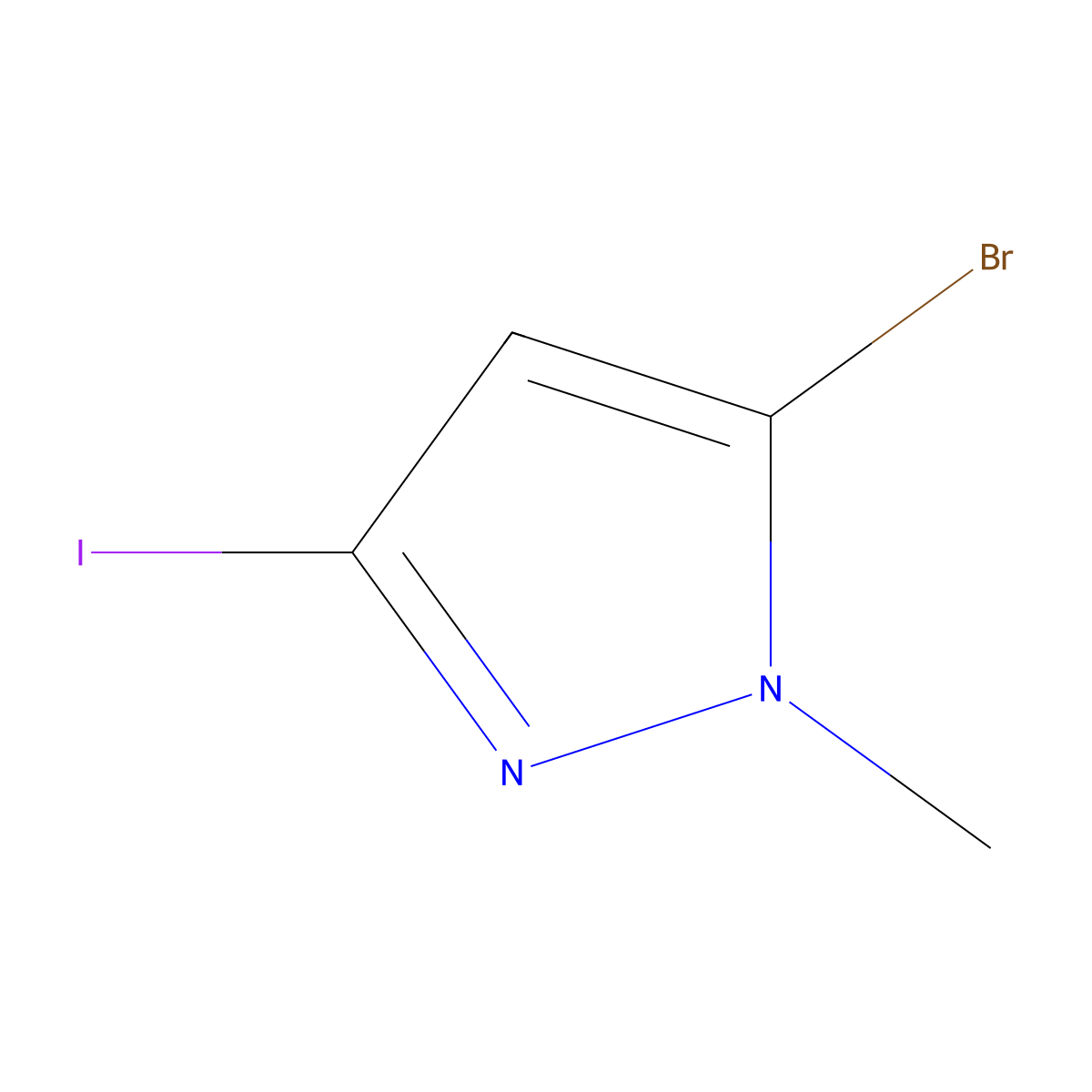 5-bromo-3-iodo-1-methyl-1H-pyrazole molecular structure, CAS 2445785-00-0